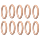 10pcs Wooden Rings Unfinished DIY Natural Wood Circles for Craft Jewelry Making Baby Teething4cm - Side View