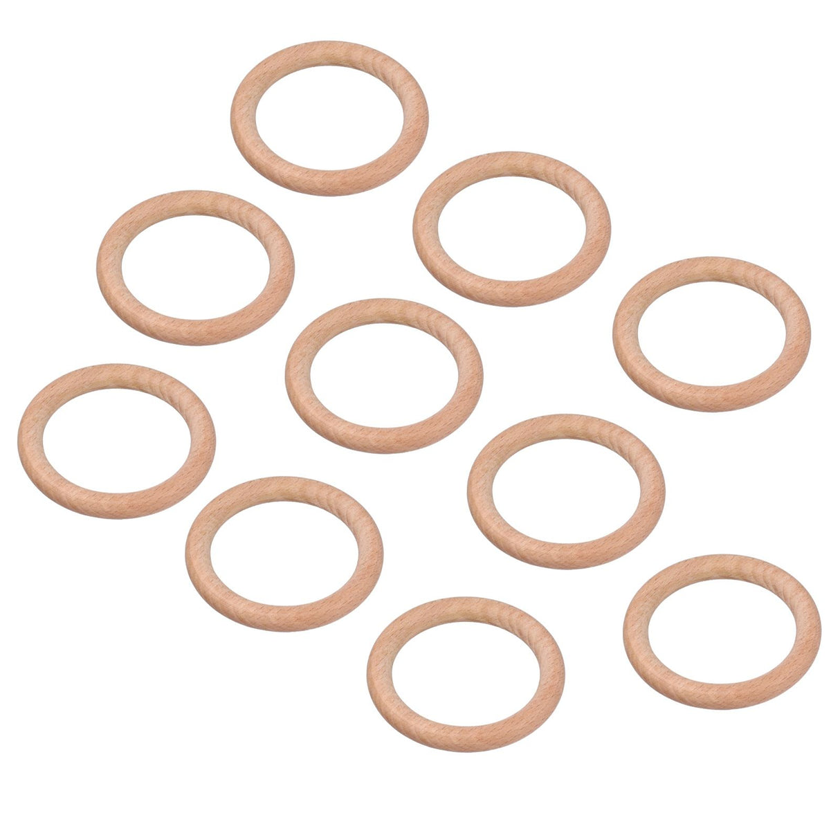 10pcs Wooden Rings Unfinished DIY Natural Wood Circles for Craft Jewelry Making Baby Teething4cm