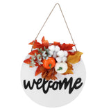 Round Wood Door Sign Farmhouse Front Door Hanging Welcome Sign Decors for Halloween ChristmasMaple Leaf Cotton