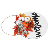 Round Wood Door Sign Farmhouse Front Door Hanging Welcome Sign Decors for Halloween ChristmasMaple Leaf Cotton
