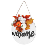 Round Wood Door Sign Farmhouse Front Door Hanging Welcome Sign Decors for Halloween ChristmasMaple Leaf Cotton