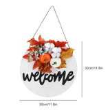 Round Wood Door Sign Farmhouse Front Door Hanging Welcome Sign Decors for Halloween ChristmasMaple Leaf Cotton