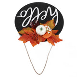 Round Wood Door Sign Farmhouse Front Door Hanging Welcome Sign Decors for Halloween ChristmasLeaf Ginkgo - Close-Up Angle