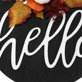 Round Wood Door Sign Farmhouse Front Door Hanging Welcome Sign Decors for Halloween ChristmasLeaf Ginkgo - Extra Image