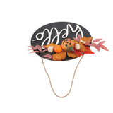 Round Wood Door Sign Farmhouse Front Door Hanging Welcome Sign Decors for Halloween ChristmasPurple Leaf Pumpkin