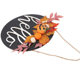 Round Wood Door Sign Farmhouse Front Door Hanging Welcome Sign Decors for Halloween ChristmasPurple Leaf Pumpkin