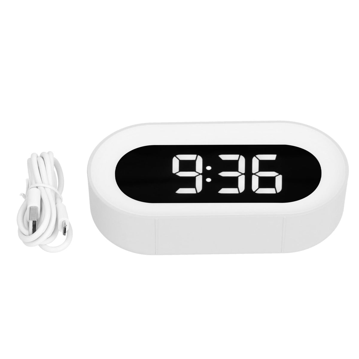 Night Light Alarm Clock LED Digital Display Music Alarm Clock Perpetual Calendar Clock with Memory FunctionWhite
