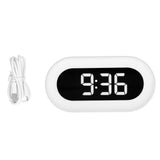 Night Light Alarm Clock LED Digital Display Music Alarm Clock Perpetual Calendar Clock with Memory FunctionWhite