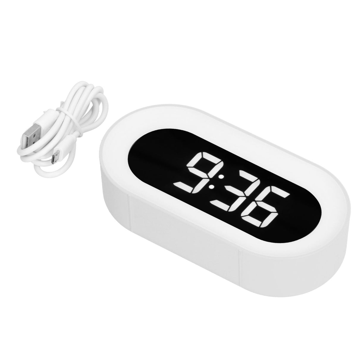 Night Light Alarm Clock LED Digital Display Music Alarm Clock Perpetual Calendar Clock with Memory FunctionWhite
