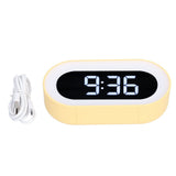 Night Light Alarm Clock LED Digital Display Music Alarm Clock Perpetual Calendar Clock with Memory FunctionYellow