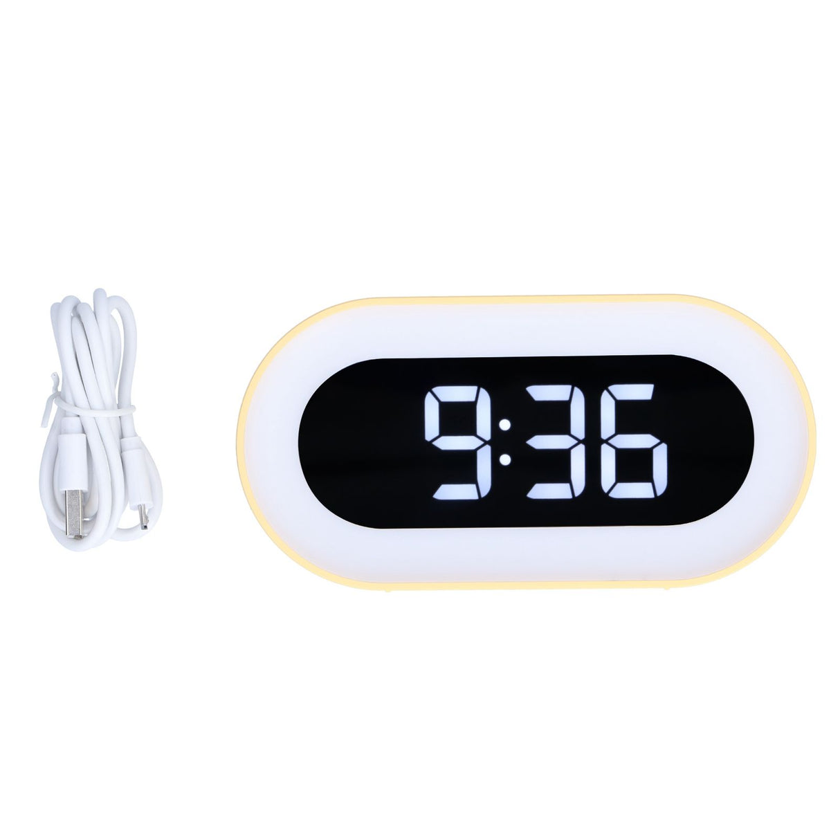 Night Light Alarm Clock LED Digital Display Music Alarm Clock Perpetual Calendar Clock with Memory FunctionYellow