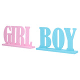 Gender Reveal Table Decorations Wooden Boy Girl Wood Signs for Baby Shower Gender Reveal Party Supplies - Front View