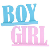 Gender Reveal Table Decorations Wooden Boy Girl Wood Signs for Baby Shower Gender Reveal Party Supplies - Low Angle