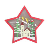 Wooden Star Shaped Ornament Christmas Decoration Ornaments Crafts with LED Light for Dining Table