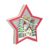 Wooden Star Shaped Ornament Christmas Decoration Ornaments Crafts with LED Light for Dining Table