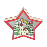 Wooden Star Shaped Ornament Christmas Decoration Ornaments Crafts with LED Light for Dining Table - Side View