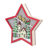 Wooden Star Shaped Ornament Christmas Decoration Ornaments Crafts with LED Light for Dining Table