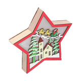 Wooden Star Shaped Ornament Christmas Decoration Ornaments Crafts with LED Light for Dining Table - Low Angle