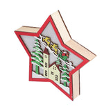 Wooden Star Shaped Ornament Christmas Decoration Ornaments Crafts with LED Light for Dining Table