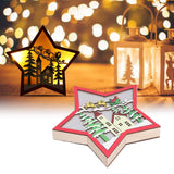 Wooden Star Shaped Ornament Christmas Decoration Ornaments Crafts with LED Light for Dining Table
