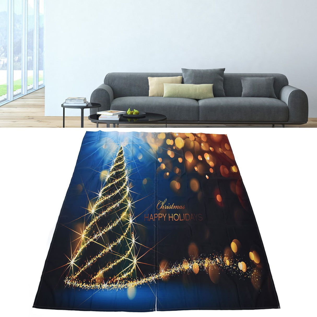 Christmas Curtain 3D Digital Printing Merry Christmas Outdoor Curtain for Outdoor Porch Balcony Christmas Decoration170x200cm Christmas 10