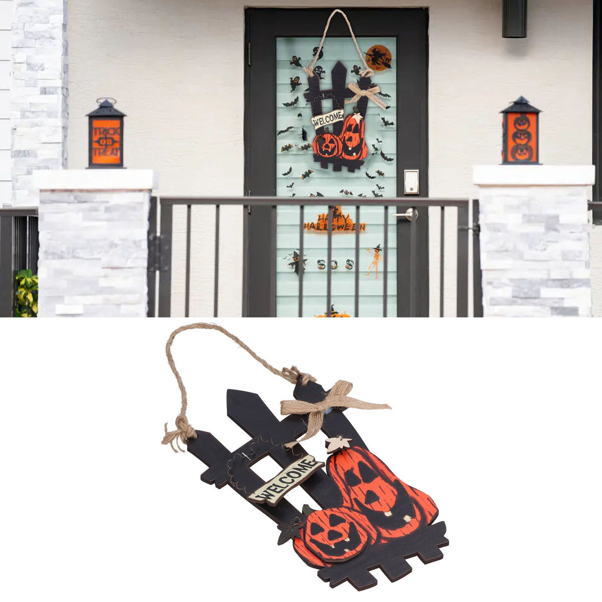 Ghost Festival Welcome Sign Wooden Lightweight Convenient Welcome Pendants for Halloween Decorations