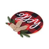 Hello Sign for Front Door Check Plaid Linen Round Front Door Wreaths for Christmas Decoration