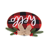 Hello Sign for Front Door Check Plaid Linen Round Front Door Wreaths for Christmas Decoration