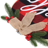 Hello Sign for Front Door Check Plaid Linen Round Front Door Wreaths for Christmas Decoration - Extra Image