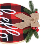 Hello Sign for Front Door Check Plaid Linen Round Front Door Wreaths for Christmas Decoration - Extra Image