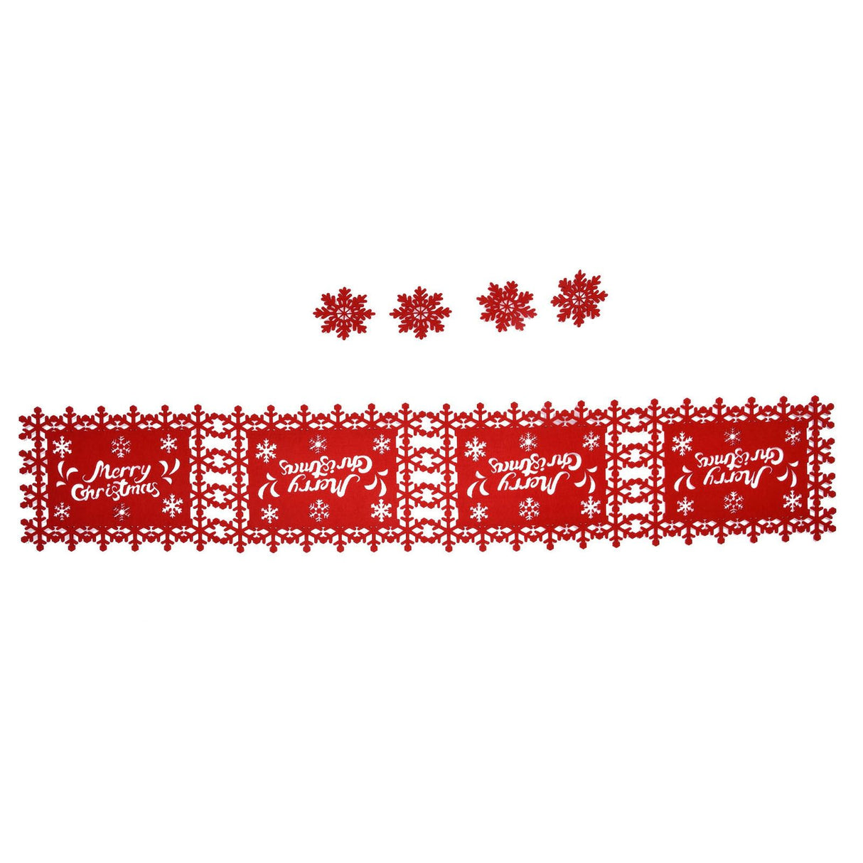 Christmas Table Runner Placemat Heat Protection Water Absorption Felt Table Runner Placemat(4 English Placemats 4 Coasters )