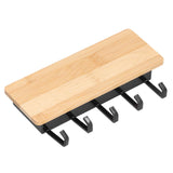 Wall Mounted Key Holder Bamboo Modern Anti Slip Key Hanger for Home Office Living RoomBamboo Color - Rear View
