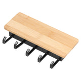 Wall Mounted Key Holder Bamboo Modern Anti Slip Key Hanger for Home Office Living RoomBamboo Color - Close-Up Angle