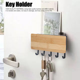 Wall Mounted Key Holder Bamboo Modern Anti Slip Key Hanger for Home Office Living RoomBamboo Color - Extra Image