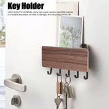 Wall Mounted Key Holder Bamboo Modern Anti Slip Key Hanger for Home Office Living RoomBrown