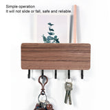 Wall Mounted Key Holder Bamboo Modern Anti Slip Key Hanger for Home Office Living RoomBrown
