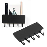 Wall Mounted Key Holder Bamboo Modern Anti Slip Key Hanger for Home Office Living RoomBlack