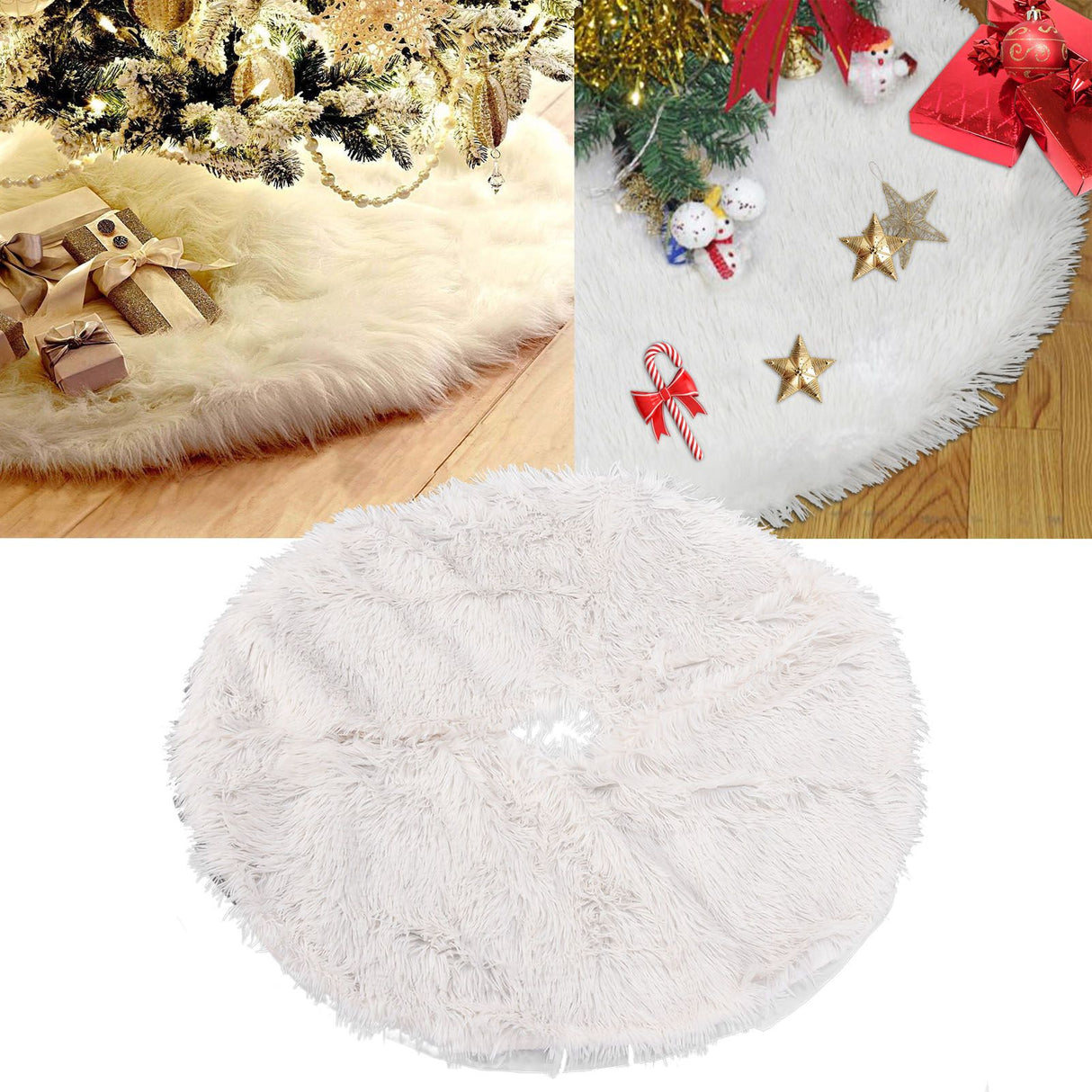 Christmas Tree Skirt Floor Mat Base Cover Round Carpet for Xmas New Year Party Holiday Home DecorationL 120CM