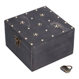 Treasure Props Storage Box with Password Lock Retro Wooden Storage Box for Home Living Room - Front View