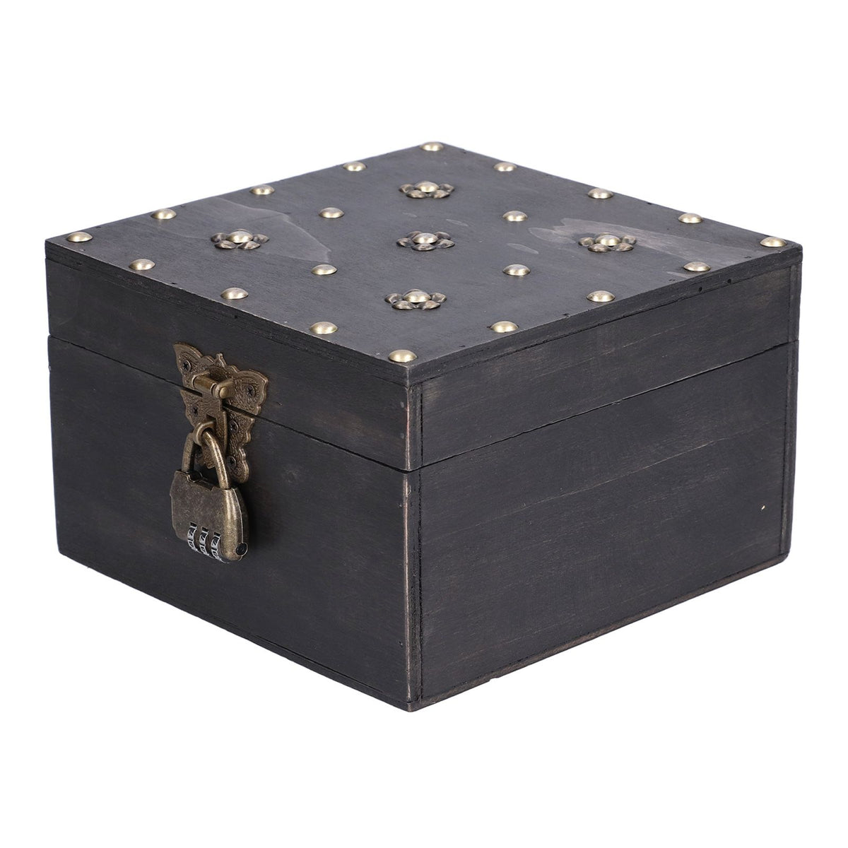 Treasure Props Storage Box with Password Lock Retro Wooden Storage Box for Home Living Room
