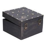 Treasure Props Storage Box with Password Lock Retro Wooden Storage Box for Home Living Room - Close-Up Angle