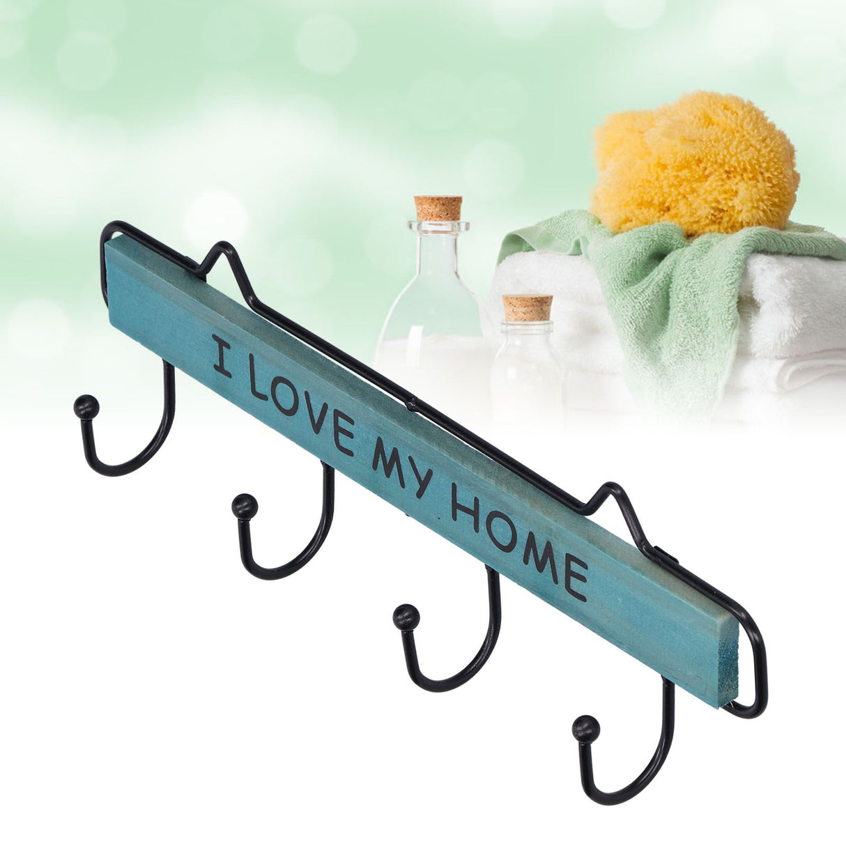 Wood Wall Hanger Wall Mounted Clothes Holder Coat Rack Key Hook for Cloakroom KitchenGreen