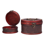 2Pcs Classical Jewelry Box with Buckle Cylinder Shape Antique Storage Case for Necklace Bracelet - Front View