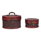 2Pcs Classical Jewelry Box with Buckle Cylinder Shape Antique Storage Case for Necklace Bracelet