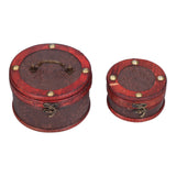 2Pcs Classical Jewelry Box with Buckle Cylinder Shape Antique Storage Case for Necklace Bracelet - 45-Degree Angle