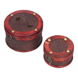 2Pcs Classical Jewelry Box with Buckle Cylinder Shape Antique Storage Case for Necklace Bracelet - Rear View