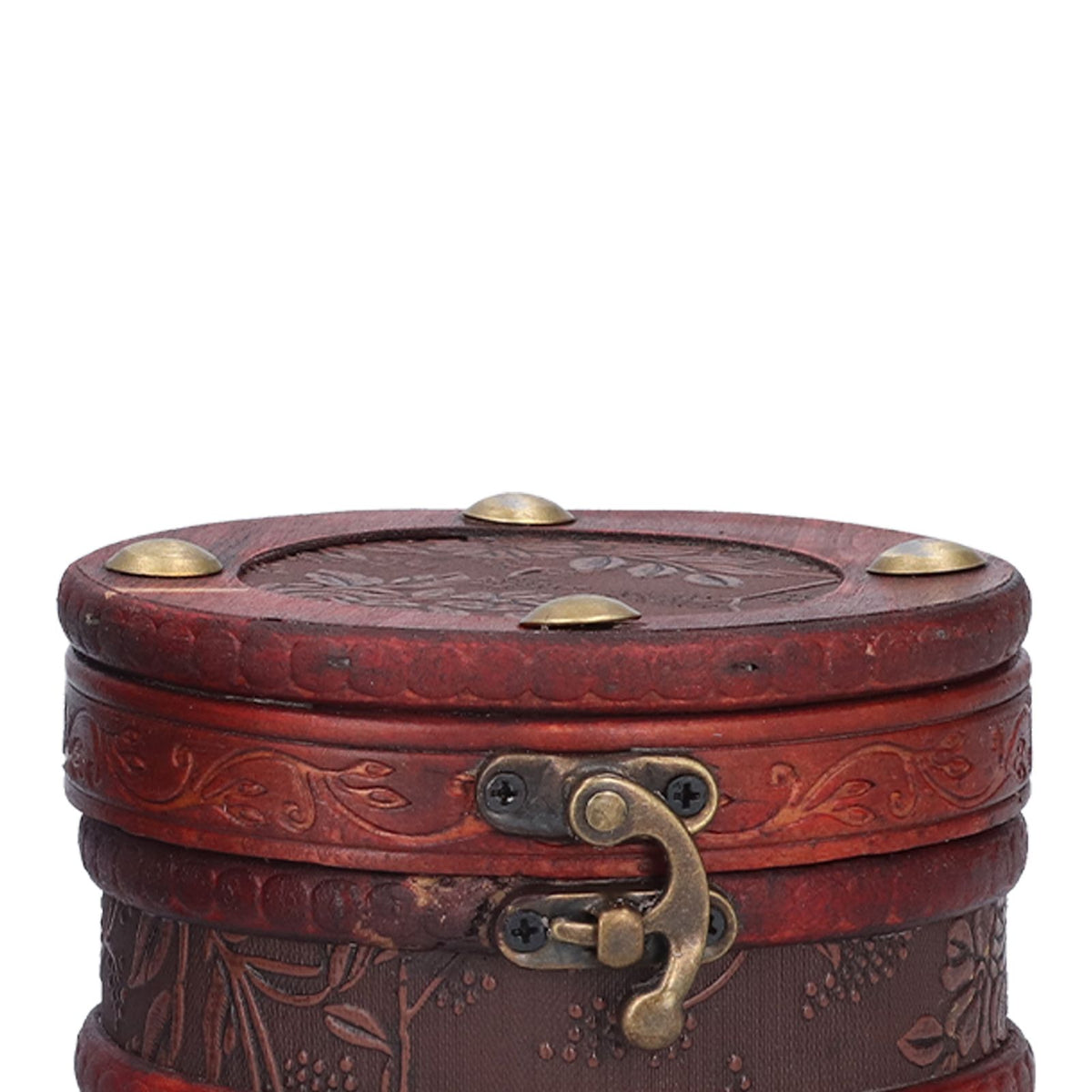 2Pcs Classical Jewelry Box with Buckle Cylinder Shape Antique Storage Case for Necklace Bracelet