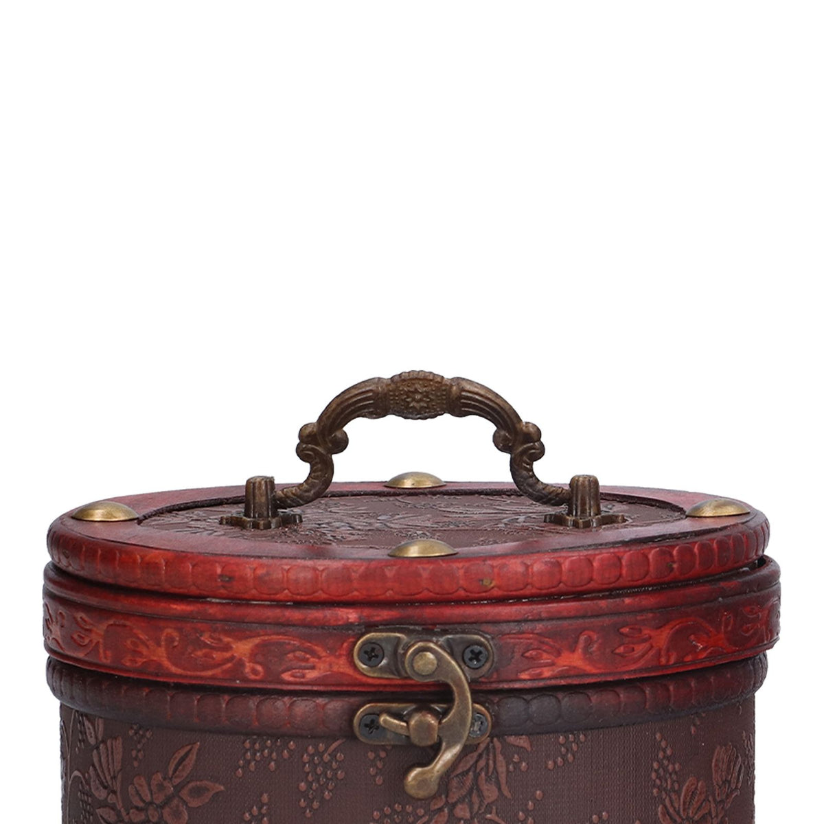 2Pcs Classical Jewelry Box with Buckle Cylinder Shape Antique Storage Case for Necklace Bracelet