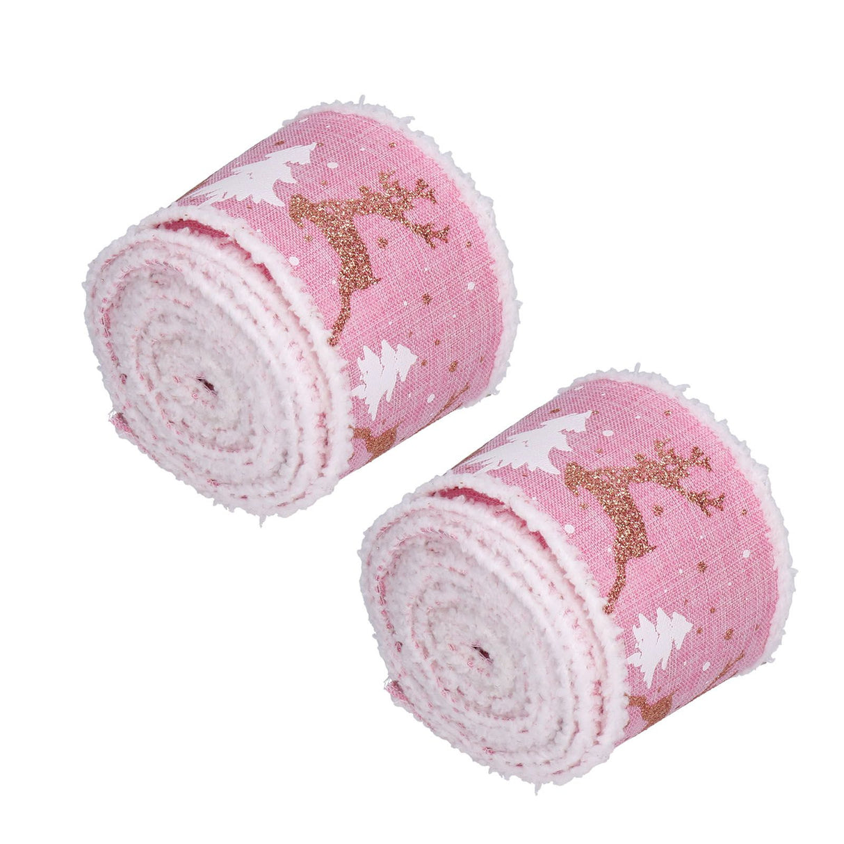 2 Rolls Christmas Ribbon 5m Wired Edge Ribbon DIY Gift Wrapping Craft Ribbon for Home Festival Decoration