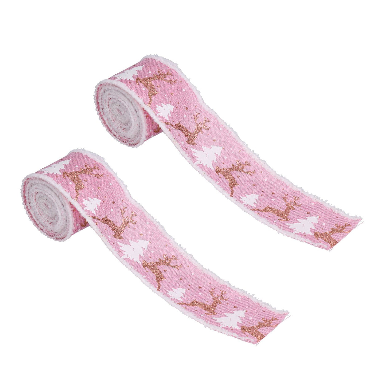2 Rolls Christmas Ribbon 5m Wired Edge Ribbon DIY Gift Wrapping Craft Ribbon for Home Festival Decoration